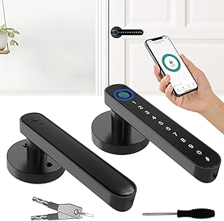 Fingerprint Door Lock, Dhiedas Keypad Door Lock with Handle, Biometric Door Lock, Door Knob with Keypad Fingerprint Lock, Bedroom Door Lock for Home, Hotel, Office, Apartments, Closets, Pantry