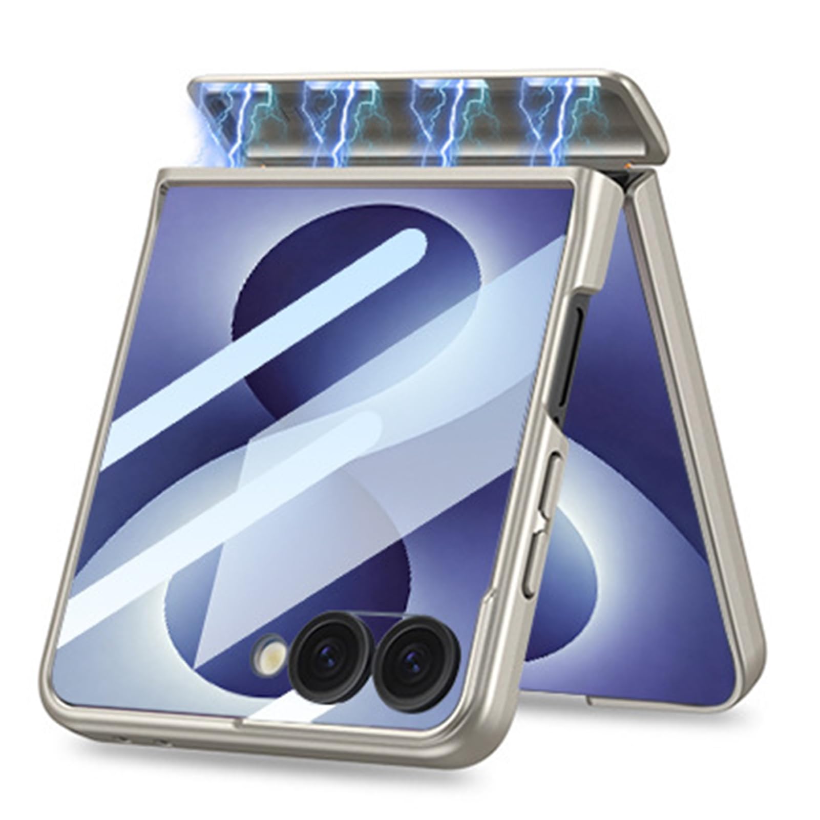 Magnetyczne etui do Samsung Galaxy Z Flip 8, mały ekran foliowy ochraniacz na zawiasy bezprzewodowe etui do ładowania, szare, Flip 8