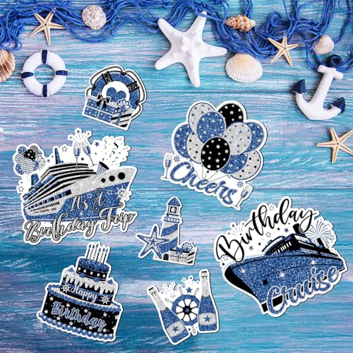 Imanes decorativos 'Happy Birthday' azul plateado negro miniatura 3