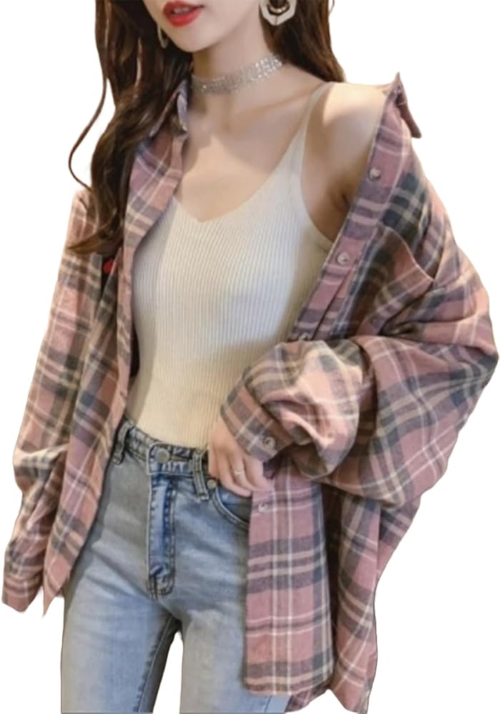 Amazon | [newNE] ネルシャツ チェック柄 カジュアル レディース