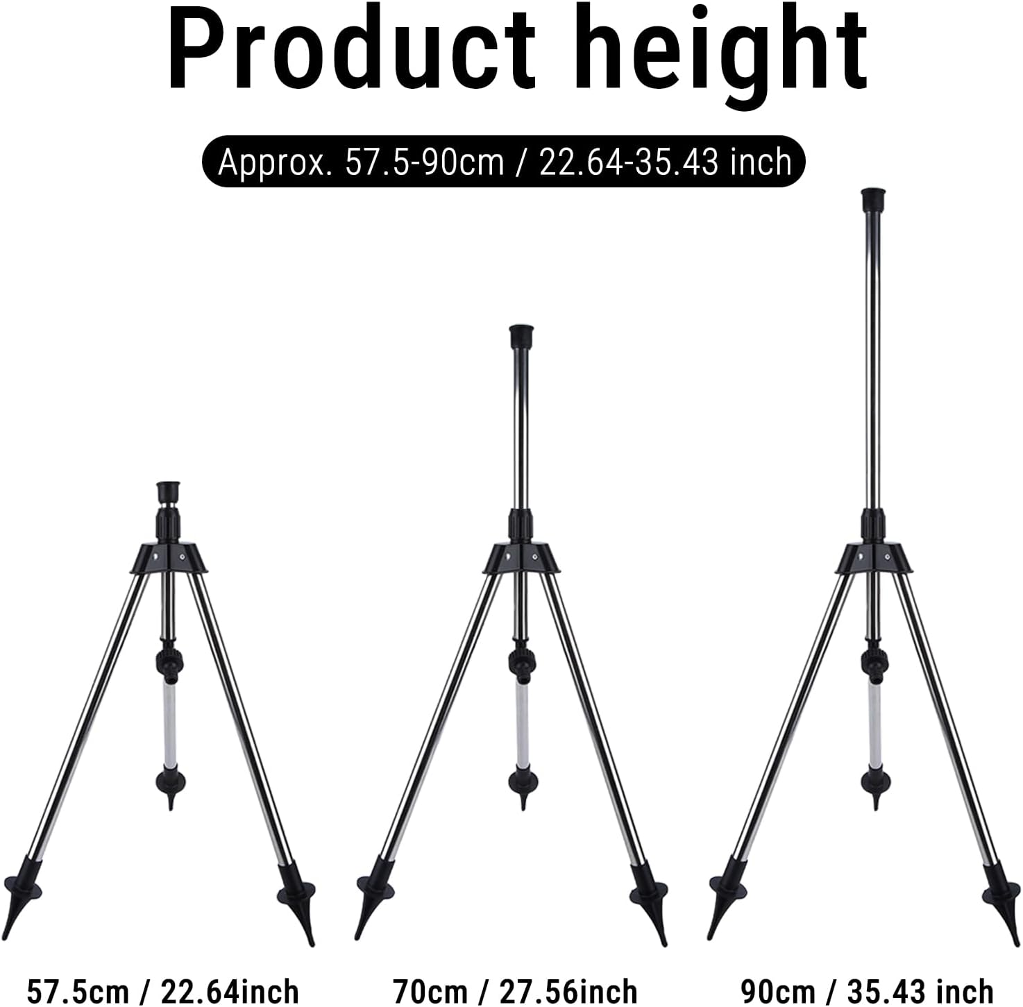 Heavy Duty Tripod Base, Telescoping Irrigation Watering Sprinklers Holder Extends Up to 90 cm, G1/2 Tripod Sprinklers for Yard Lawn Garden