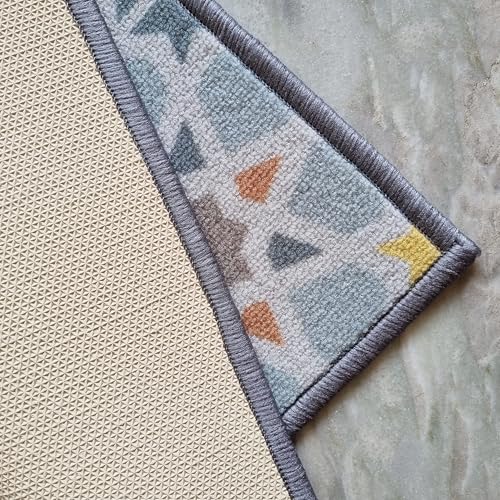 Image of Matz&More Tiles Star Floor Mat | 40x60 CM | Blue Pastel | Nylon Tufted Gel Baking Anti-Slip | Doormat for Home Entrance, Kitchen & Bedroom