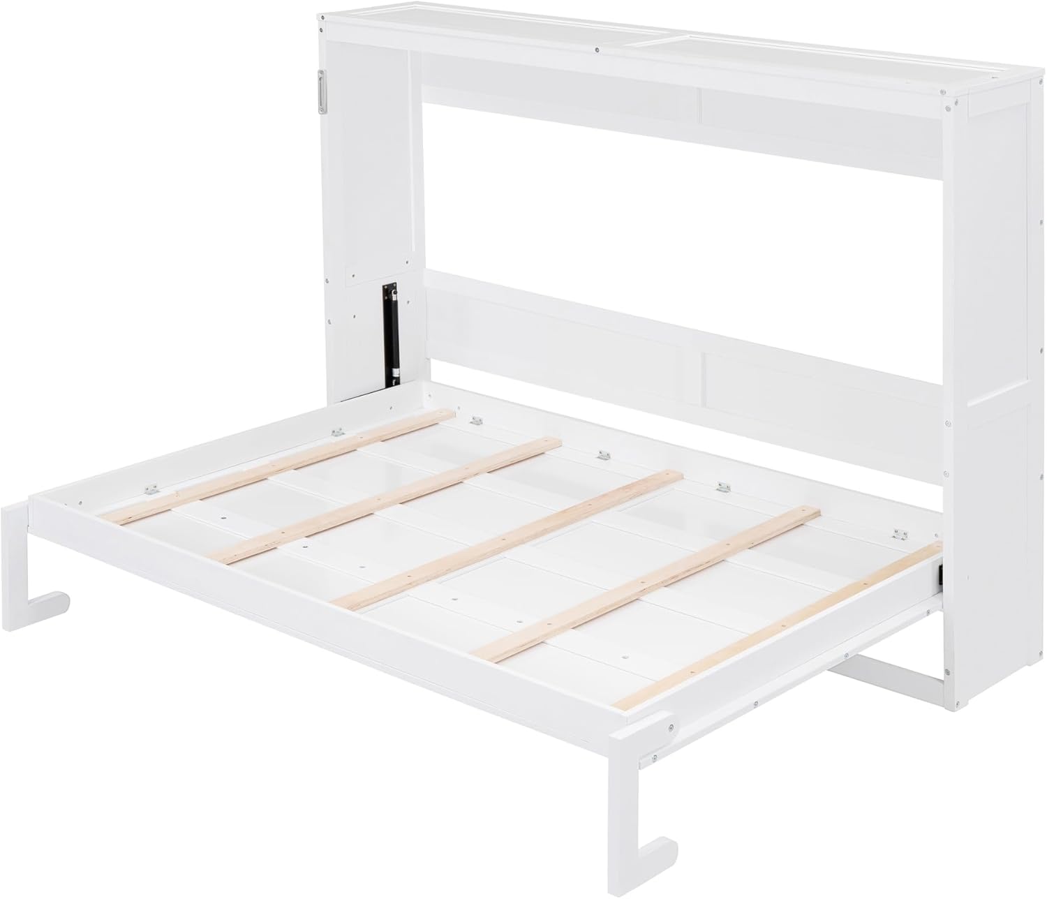 Merax Modern Farmhouse Solid Wood Murphy Bed Chest/Space Saving/Wood Slat Support/Full,White