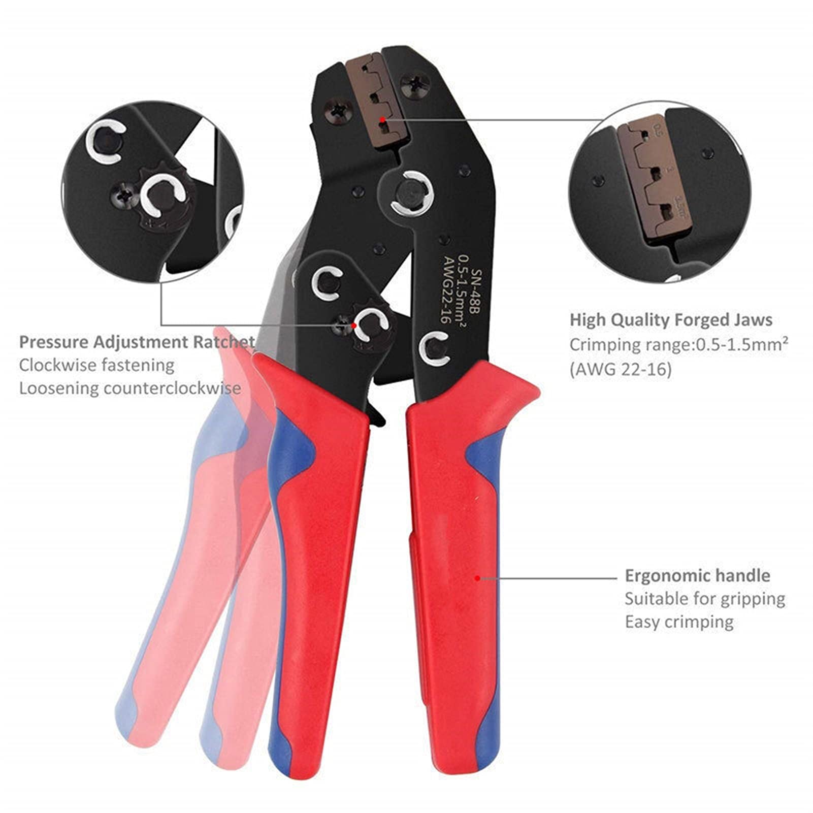 Zaciskarka Superseal narzędzie 600 szt. 2,8/4,8/6,3 wtyczka zacisk szczypce narzędzie drut 0,5-1,5 mm2 AWG 20-15 zestaw zacisków kablowych 1 (kolor: Zestaw zacisków zaciskowych)