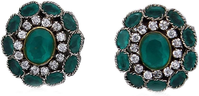 Beautiful Stud Earrings Gold Plated Cubic Zircon Modern Ethnic Fusion Collection Drop Earrings for Women Girls Ladies