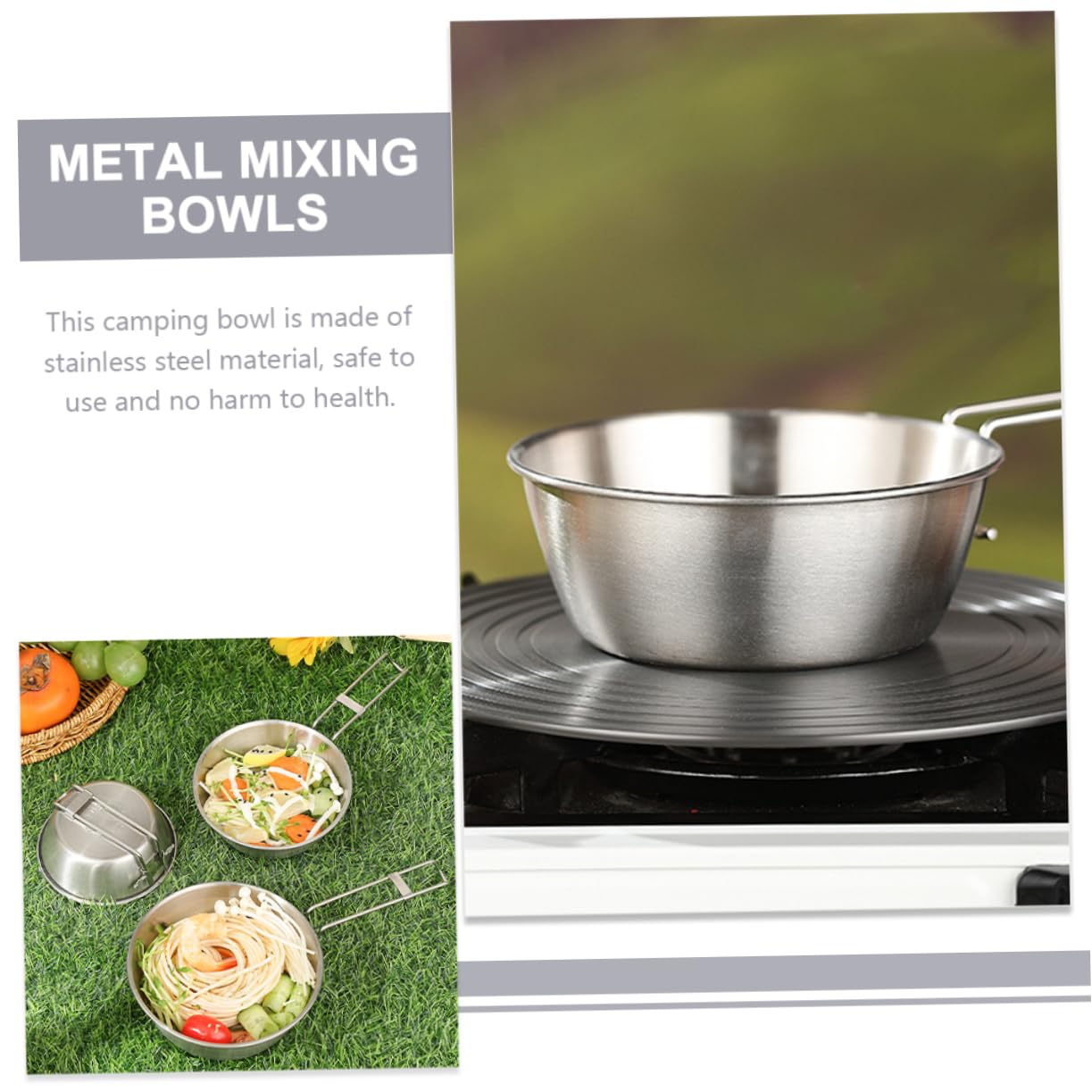 Toyvian 2 Sätze Faltbare Schüssel Teiliges Campinggeschirr Mit Praktischen Klappgriffen Für Picknick Und Outdoor Aktivitäten Platzsparend Und Langlebig Hochwertigem 3 Stücke * 2