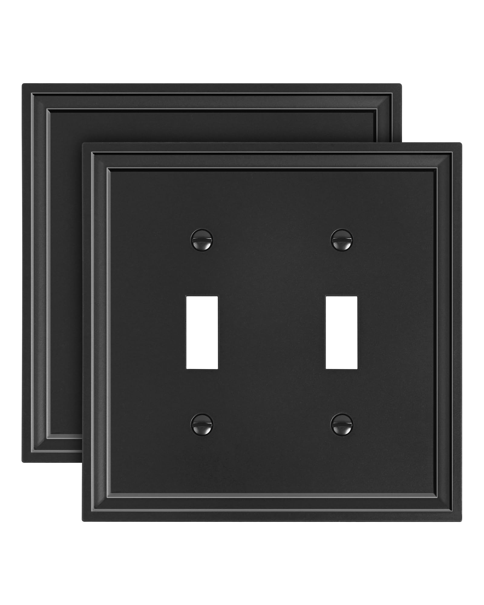 TREEWELL 2-Pack Double Toggle Light Switch Cover Plate, Black Decorative Dual Switch Plate Covers, Natural Bamboo Fiber 2 Gang Wall Plate, Corrosion