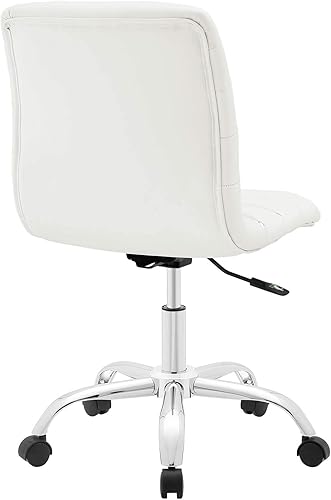 Miniatura 5 de Modway Silla de oficina de conferencias giratoria sin brazos acanalada ondulada con respaldo medio en blanco