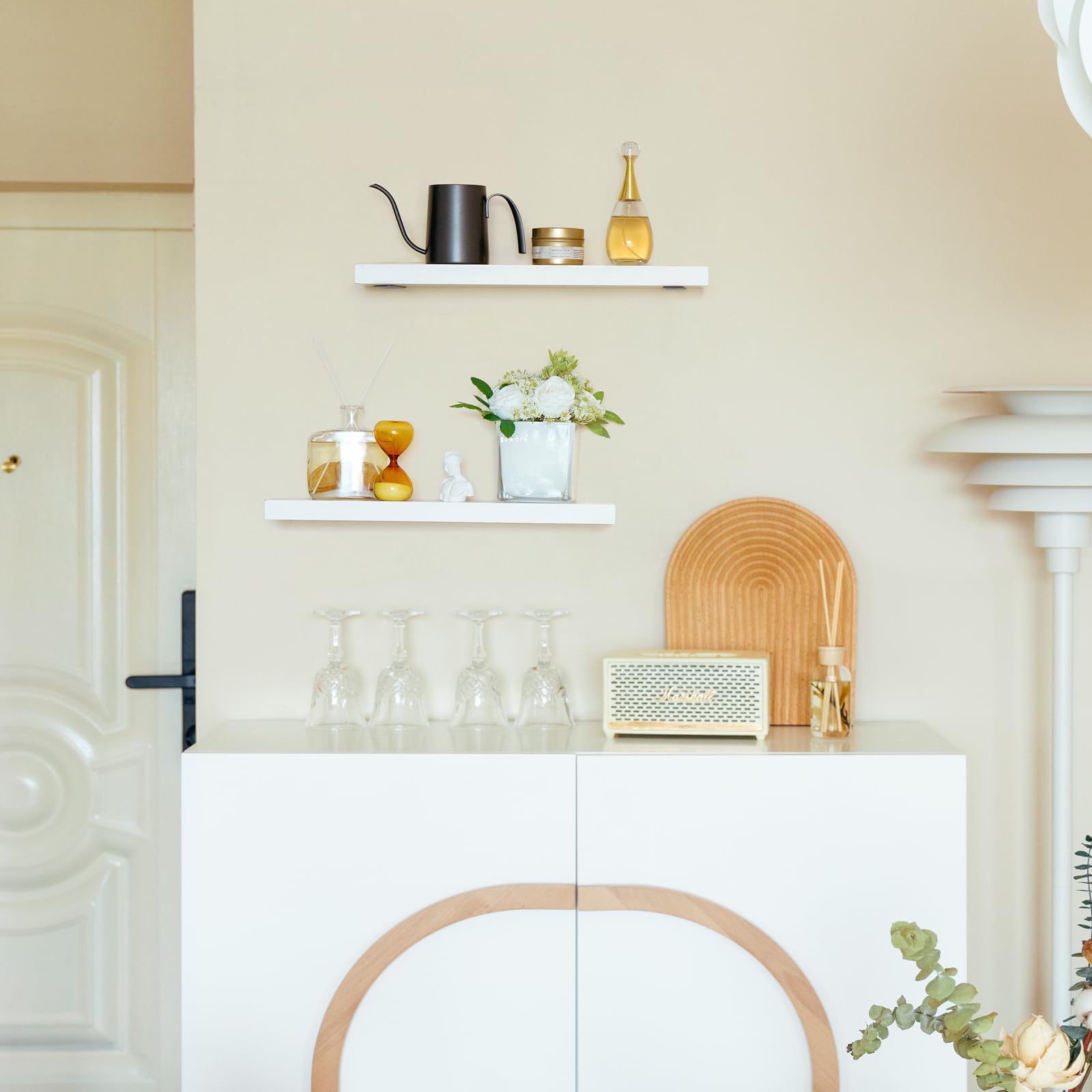 Mkono 4 Pack Shelf Brackets Black Heavy Duty Metal