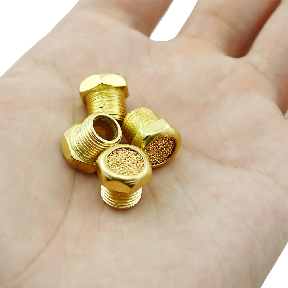 Ottone Pneumatico Silenziatore Aria Raccordo Piatto PT 1/8 10Pcs