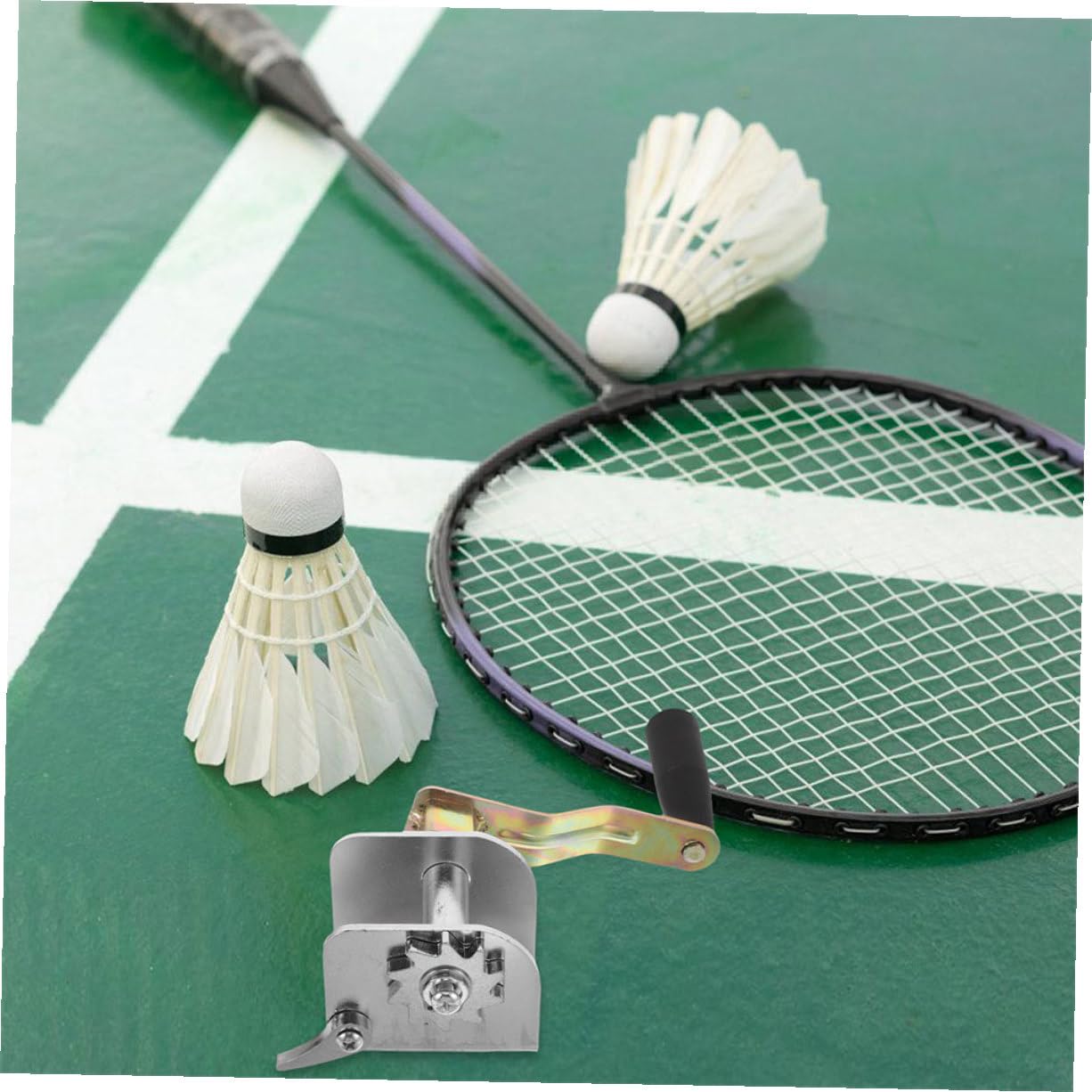 HANABASS 2 Stück Volleyballnetz Windenset aus Robustem Material mit Verstellbarem Handkurbel Seilspanner Wetterfest Kompatibel mit Netzpfosten für Outdoor Sport und Training