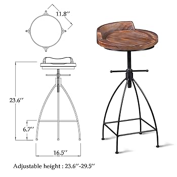 Amazon.com: Diwhy Industrial Vintage Rustic Bar Stool,Wooden