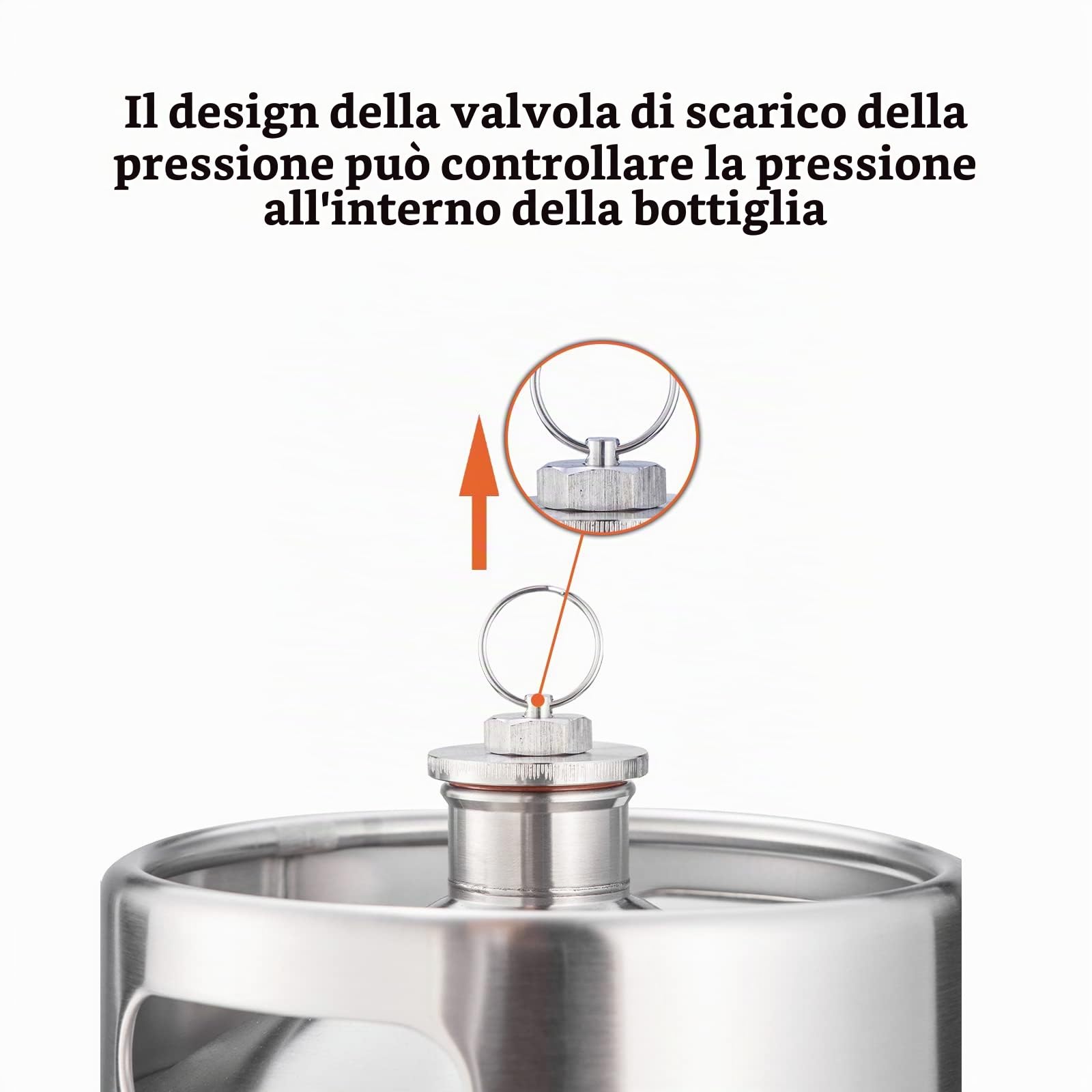 TMCRAFT Mini Growler Keg, Barile Portatile in Acciaio Inox Con Coperchio a Spirale Esagonale per Birra Artigianale e a Botte, 5 Litri
