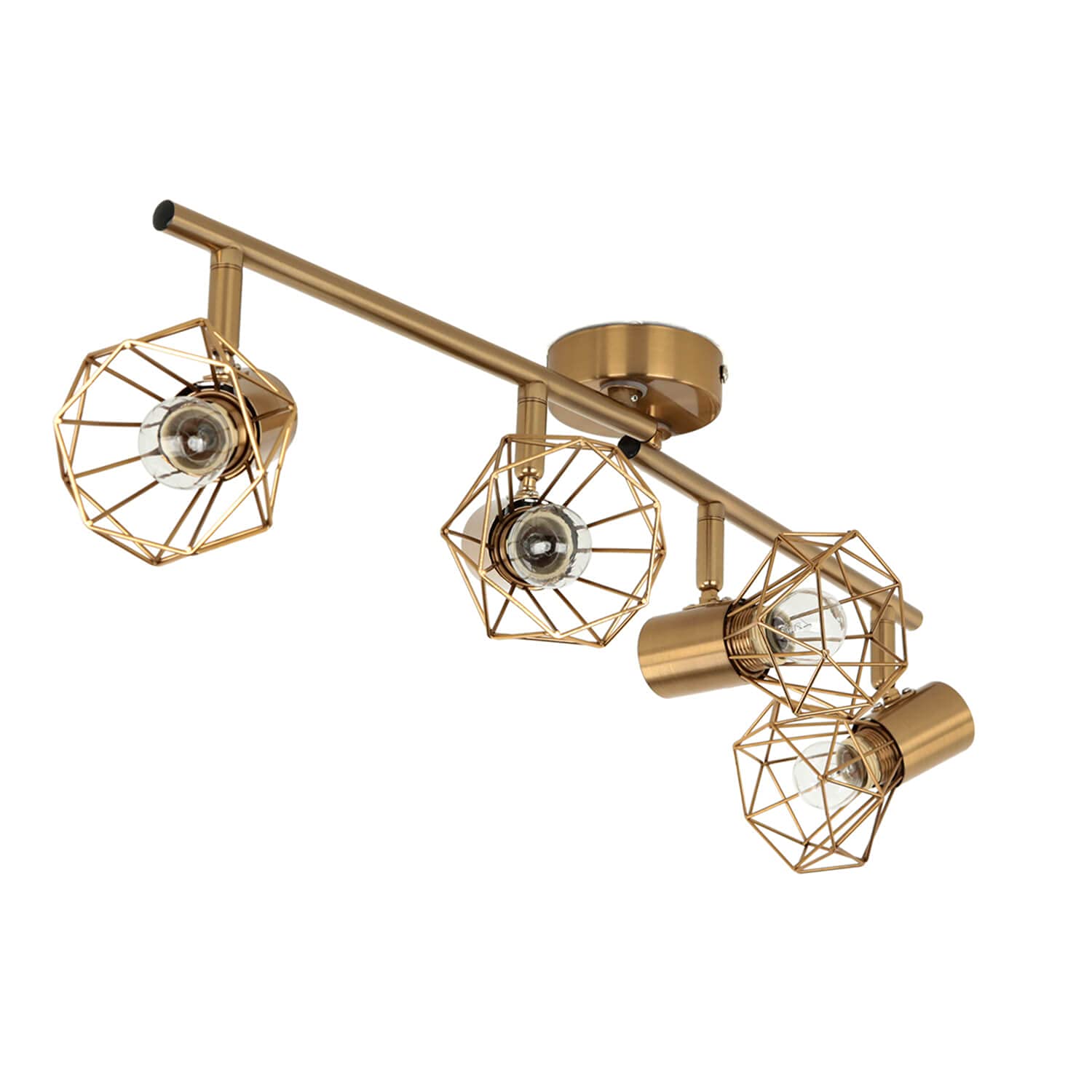 Licht-Erlebnisse Lampada da soffitto con 4 faretti orientabili in metallo ottone 4x E14 oblungo camera da letto soggiorno cucina corridoio plafoniera interna spot faretto