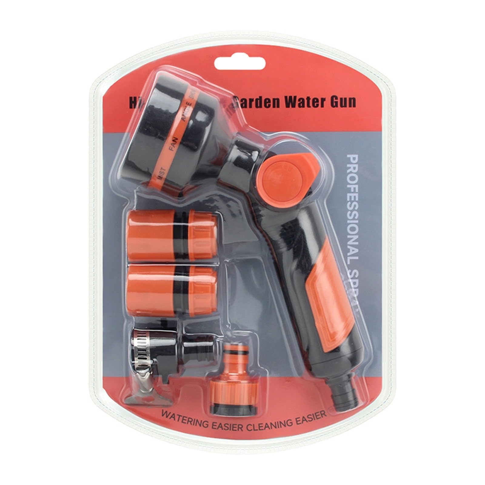 Pistolet à eau orange multifonction contre le gaspillage pour arrosage du jardin