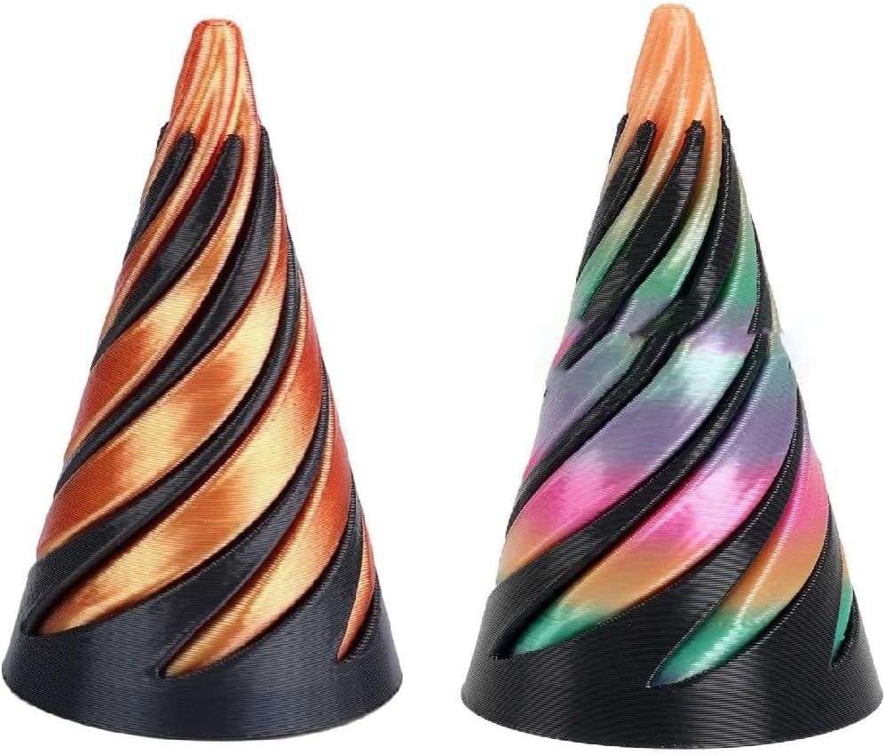 2-Pack Impossible Cone, Spiral Cone Fidget Toy, 3D-Printed Spiral Cone Toy, Pyramid Pass-Through Sculpture, Mini Cones Pass-Through Pyramid Fidget Toy for Stress and Anxiety Relief (Red+Rainbow1)