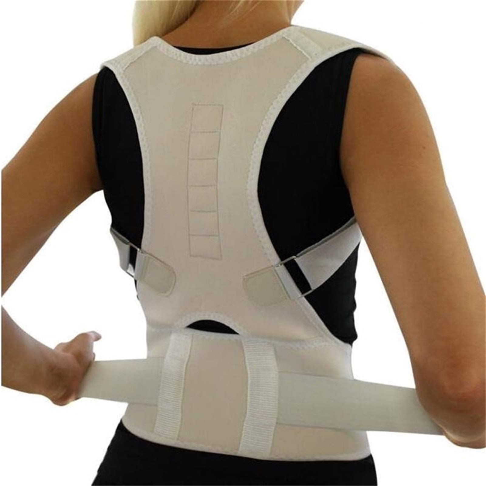 Correttore di postura corsetto fasciatura spalla per la schiena correzione postura ortopedica cintura di supporto inferiore schiena per uomini donne (colore: bianco, taglia: Good Medium)