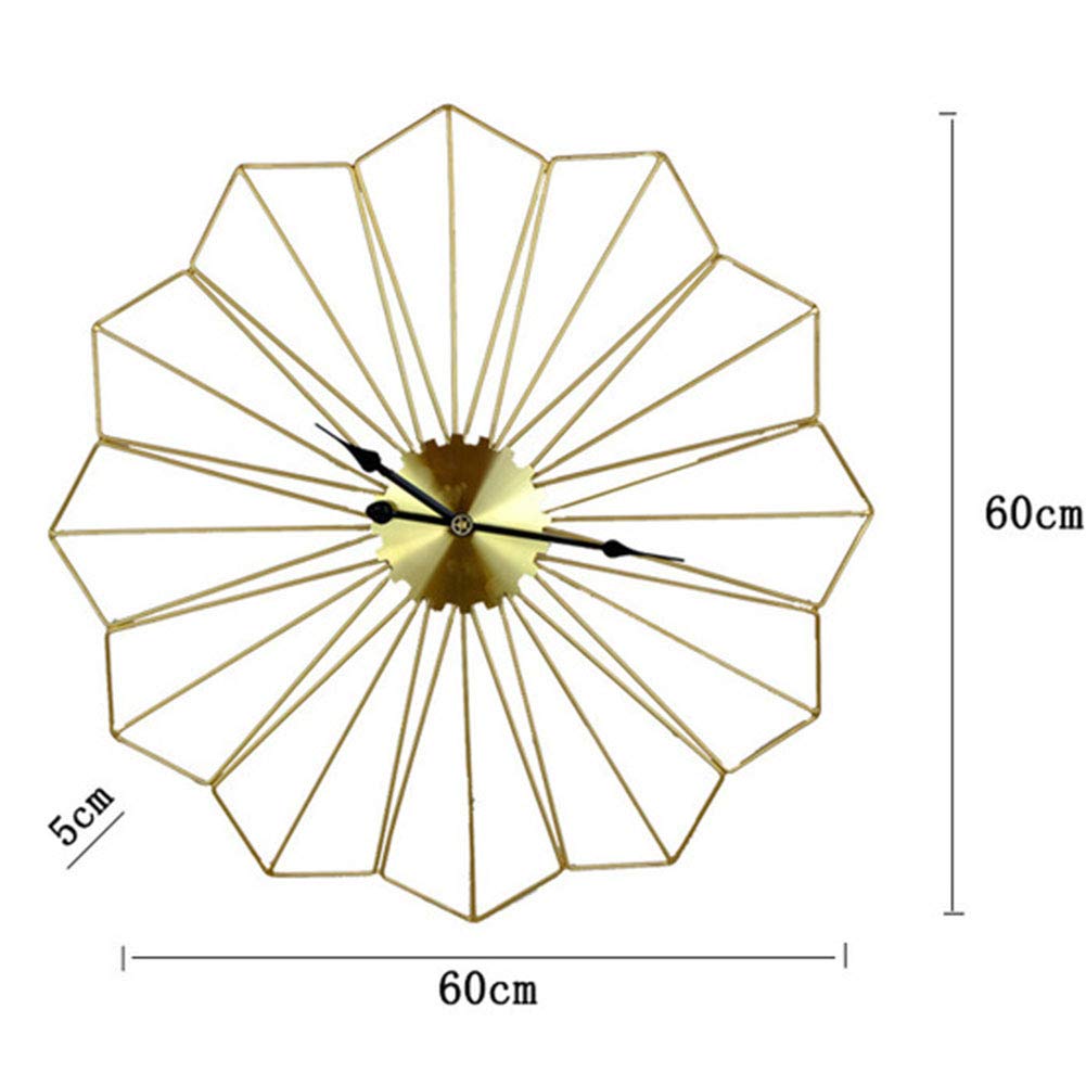 Reloj de Pared, Reloj de Pared Metal con Forma Flor Dorado 60x60x5cm