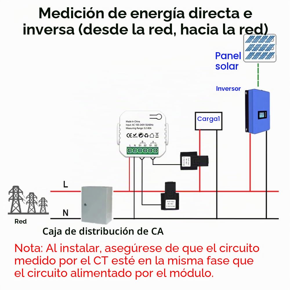 Weytoll Medidor de energía inteligente Wifi, control bidireccional del consumo de energía del sistema fotovoltaico solar Control de aplicaciones móviles