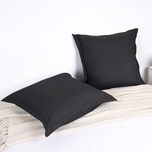 Miniatura 3 de PHF Euro Sham - Juego de 2 fundas de almohada cuadradas de microfibra lavada, resistentes a las arrugas y a la decoloración, fundas de almohada