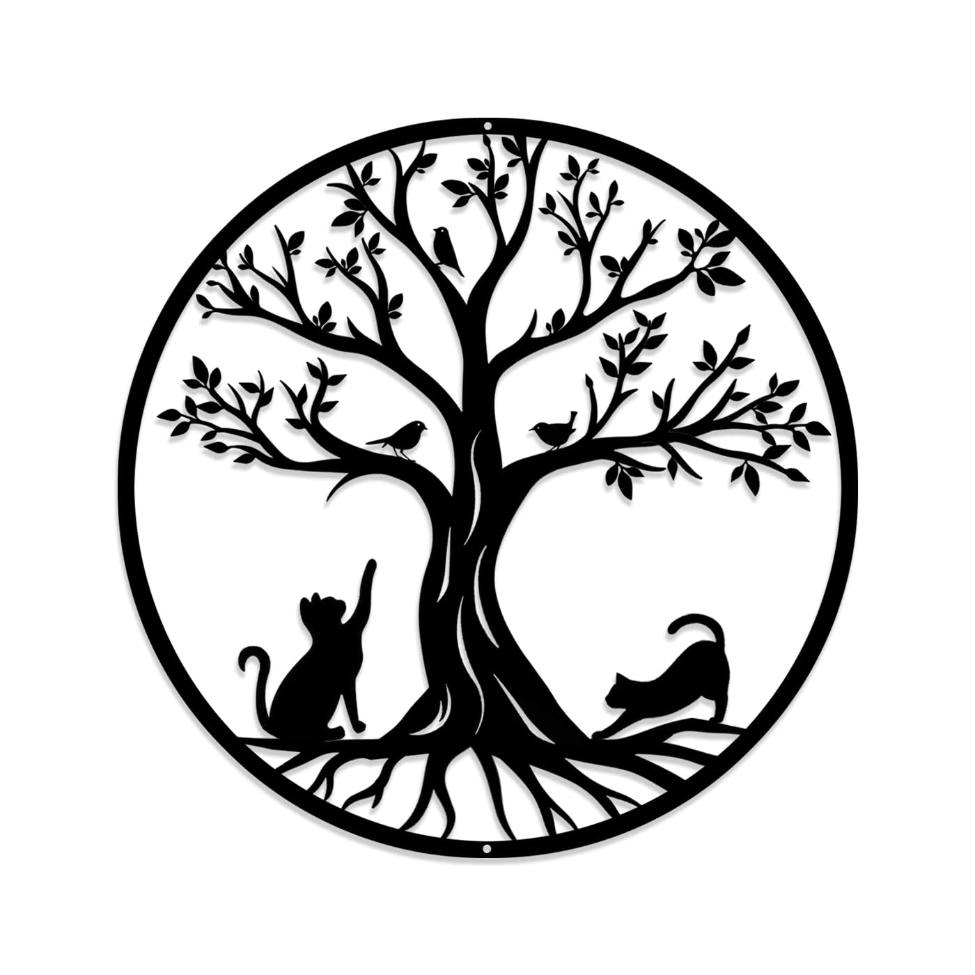 Tree Life Metal Wall Art, Large Tree of Life Wall Art Decoration, Suitable Home Office Living Room Garden Bedroom, Decor Sculpture (Cat 30cm)