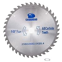 Vista 1 de Hoja de sierra circular con punta de carburo de 10 pulgadas y 40 dientes para cortar madera dura y blanda con eje de 1 pulgada