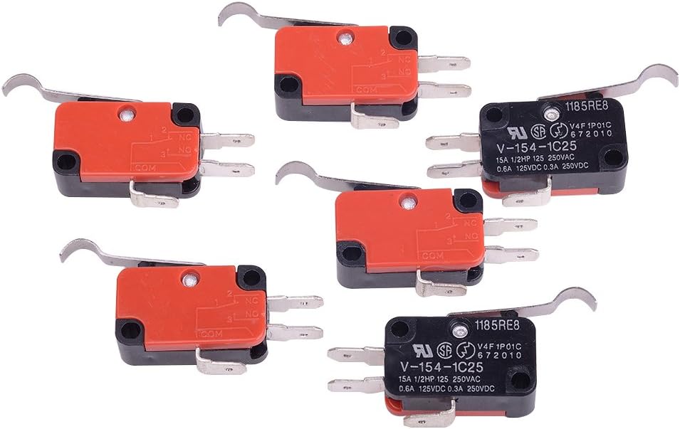 6Pcs V-154-1C25 Micro Limit Switch Momentary SPDT Snap Action (Pack of 6) CYT1080