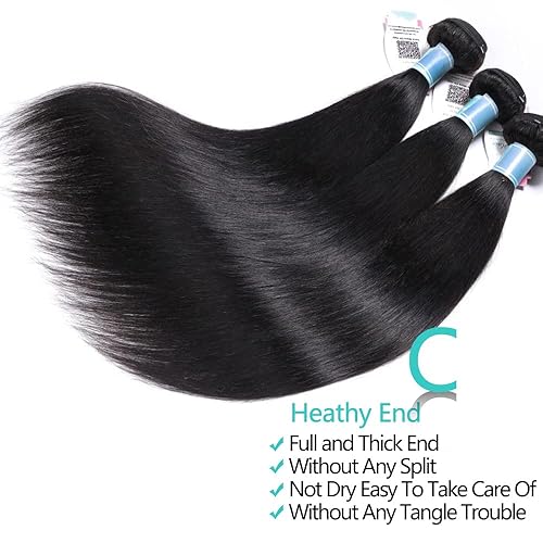 Miniatura 5 de Mechones de cabello 10A Remy peruano, cabello lacio, sedoso, 100 % sin procesar