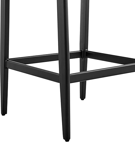 Miniatura 9 de Armen Living Grand Modern - Taburete de mimbre y metal para interiores y exteriores, con cojines grises, altura del asiento de 26 pulgadas