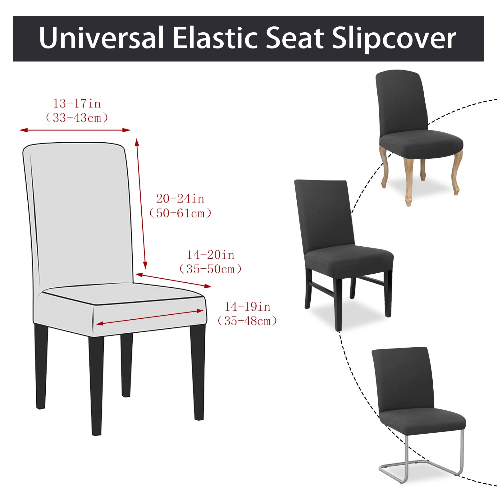 FIGOOO Coprisedie Elasticizzati con Schienale 6 Pezzi Coprisedia per Sala da Pranzo Spandex Fodera per Sedia da Cucina Universale Lavabile Decorazioni per la Casa Cucina(Grigio,6pcs)