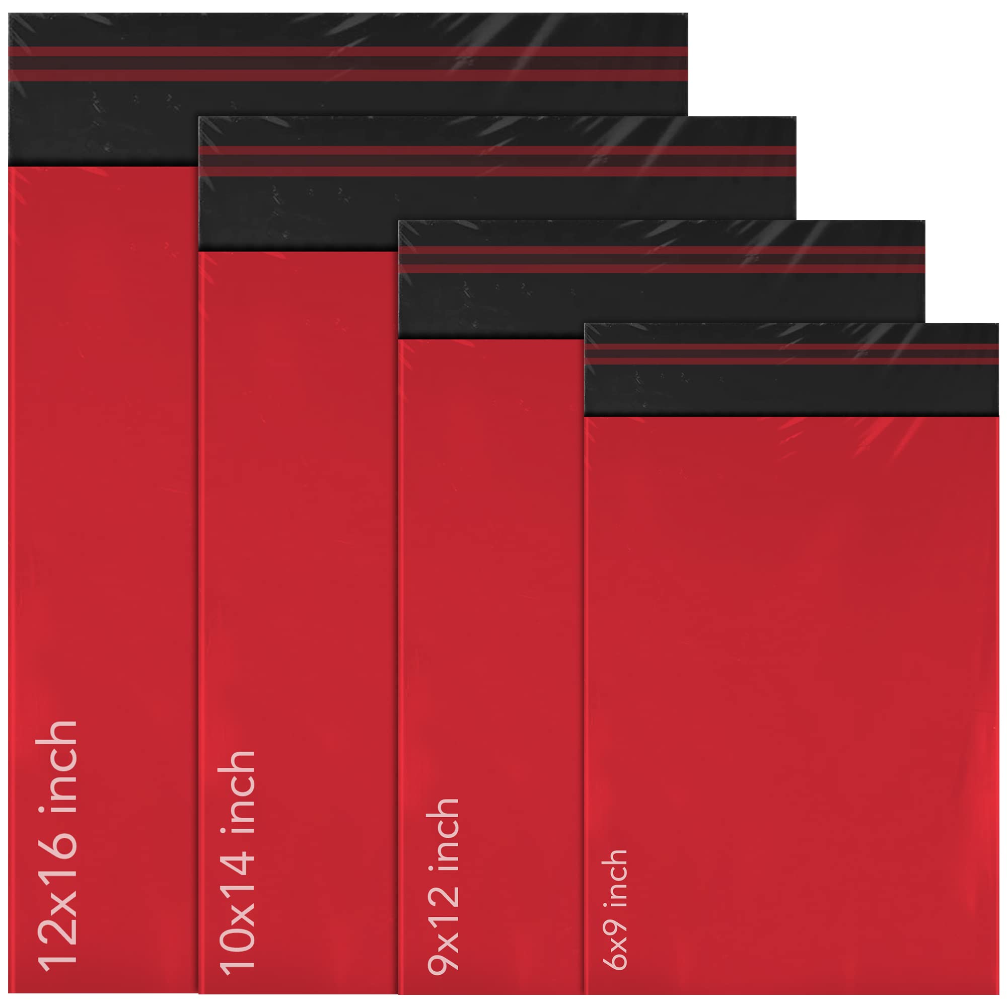 100 Mixed Mailing Poly Postal Self Seal Bags 4 Sizes 25 from Each iSOUL Small to Large Mailing Bags Postage Packaging Assorted Mailers Posting Shipping Post Parcel Package Bags Red