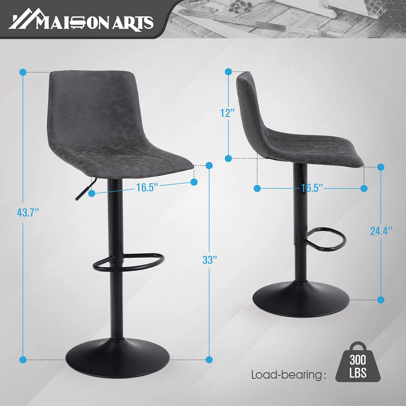 Buy MAISON ARTS Swivel Bar Stools Set of 2 for Kitchen Counter