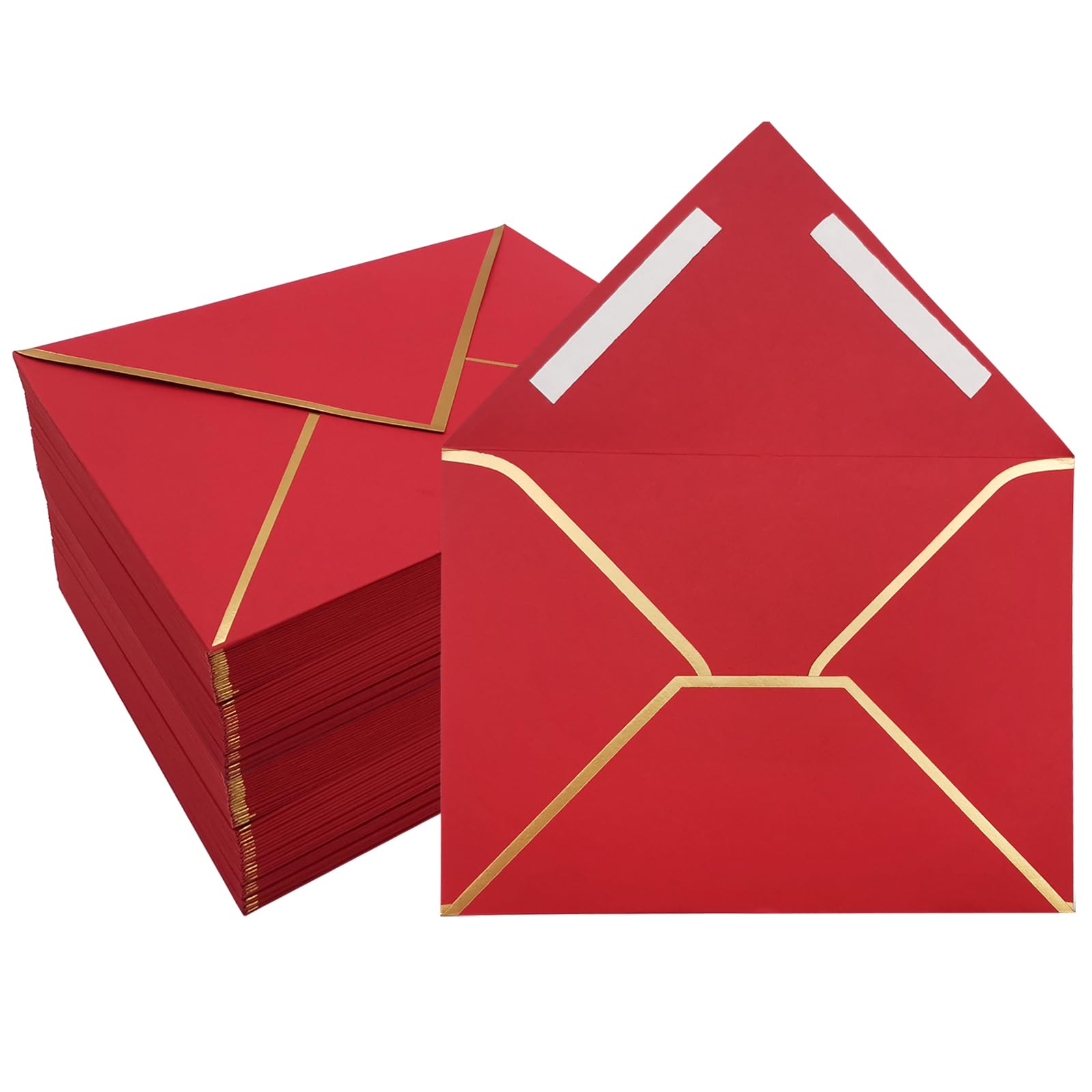 Lot de 100 enveloppes auto-adhésives pour invitations de 10 x 15 cm avec enveloppes autocollantes A6 pour mariages, invitations, photos, cartes postales, cartes de vœux (rouge)