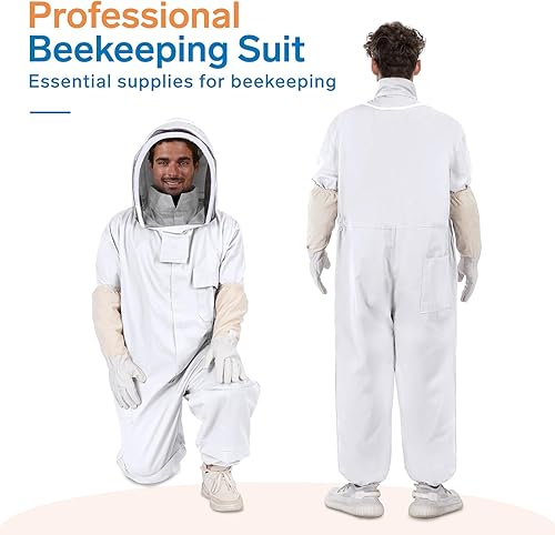 Miniatura 3 de Traje de abeja para hombres y mujeres, traje de apicultor con guantes de apicultura, traje de apicultura con capucha de velo, traje de apicultura de