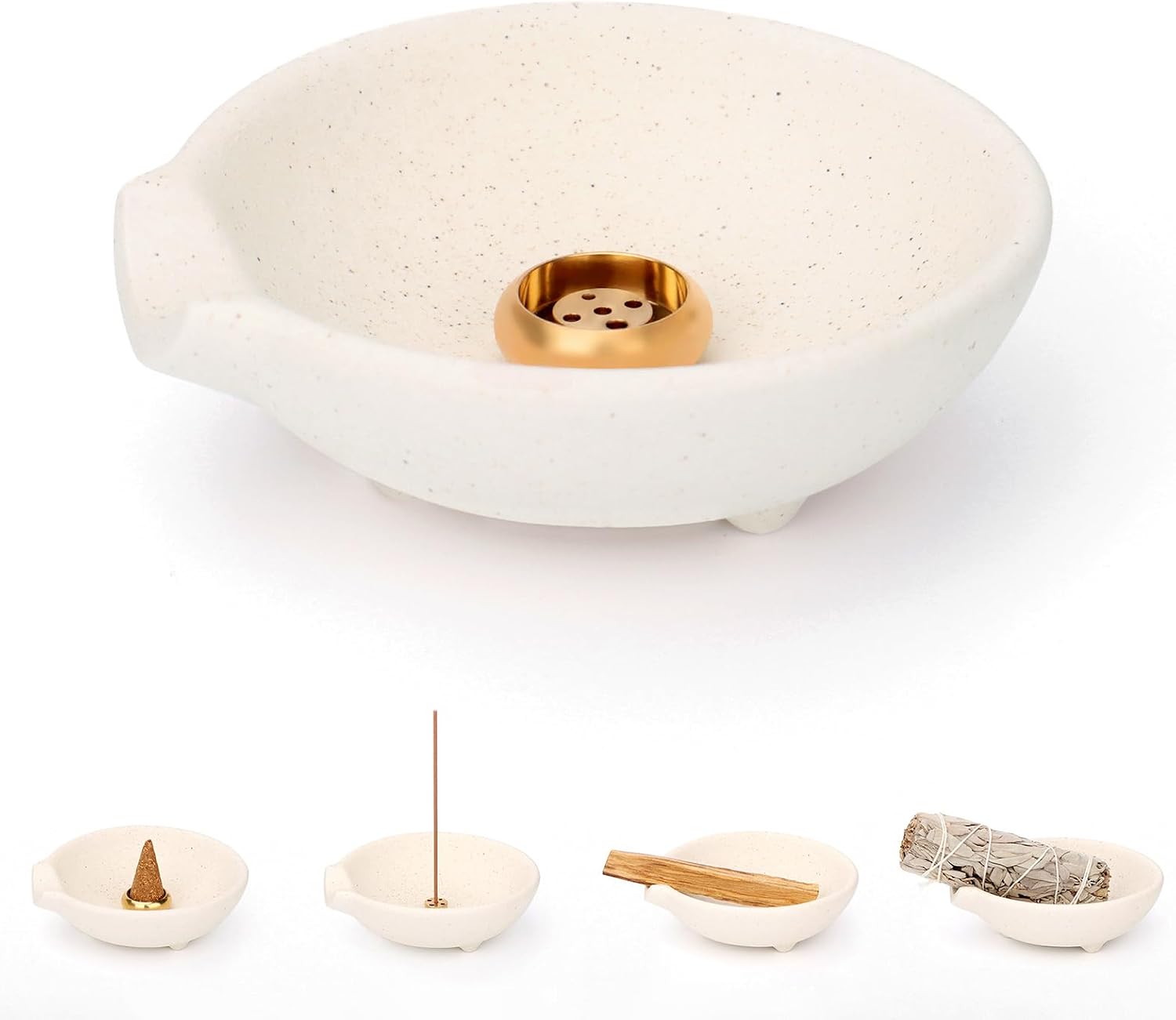 2-Pack Incense Holders for Cones Tea Light Candles Holder Scented Incense Cone Burner Holder Home Decor Trinkets Tray (Brass & Bronze)