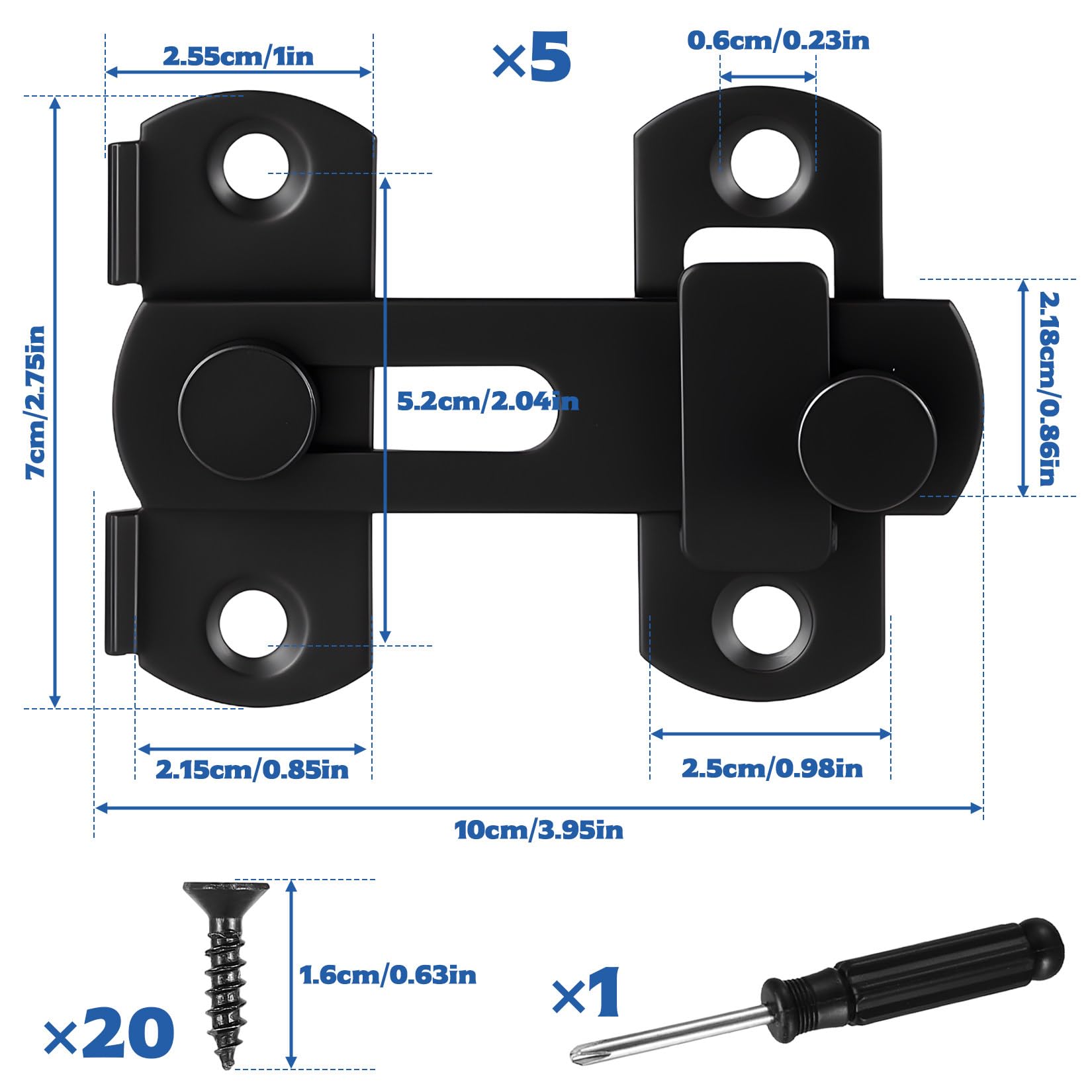 5 Pcs Door Latch, 3 inch Flip Sliding Barn Door Lock Latches, Stainless Steel Metal Flip Gate Latch Locks - Image 2