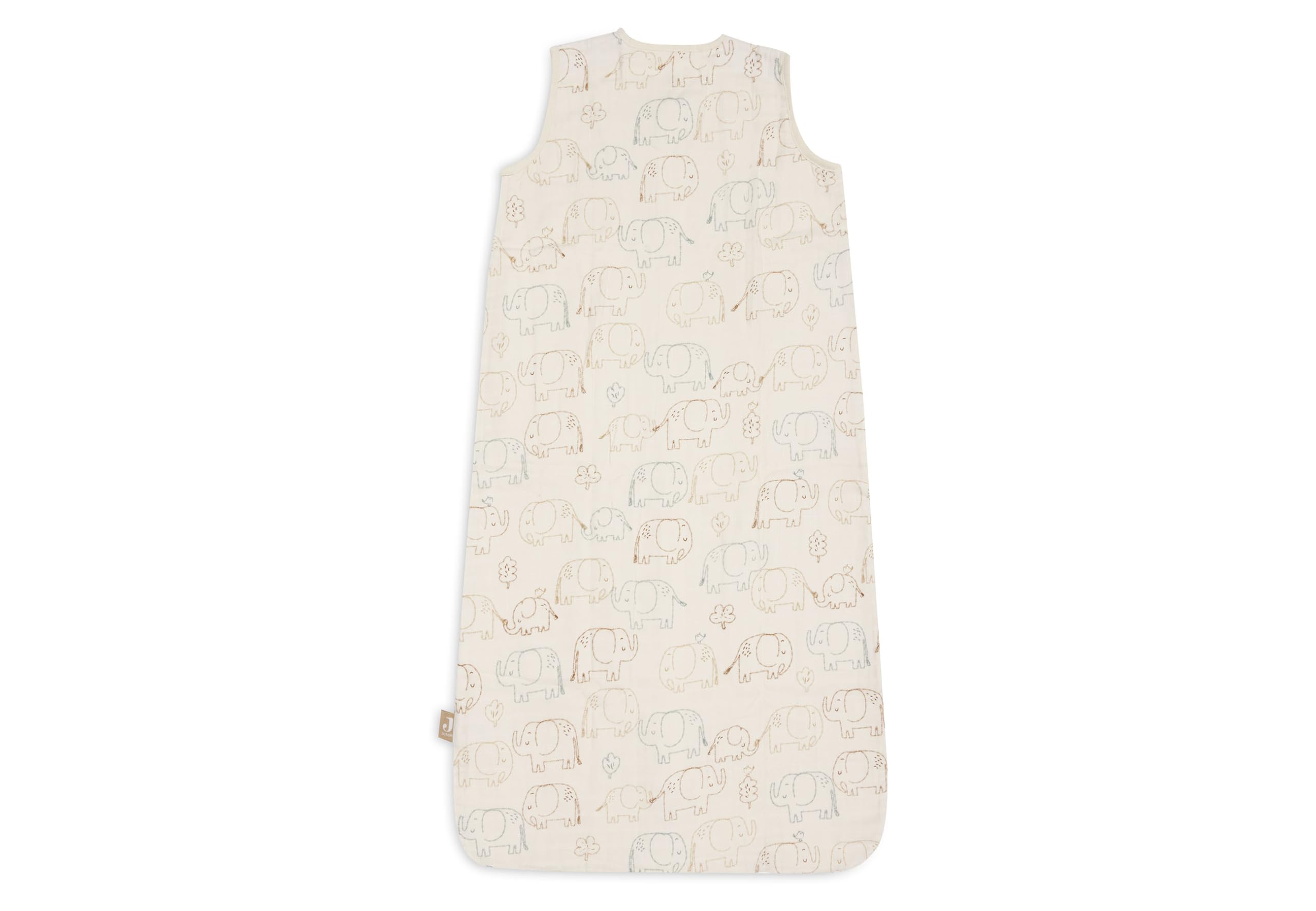Jollein Gigoteuse d’été bébé en mousseline - Elephant Tales - 90 cm - 100% coton - 0,5 TOG - gigoteuse été - certifiée OEKO-TEX