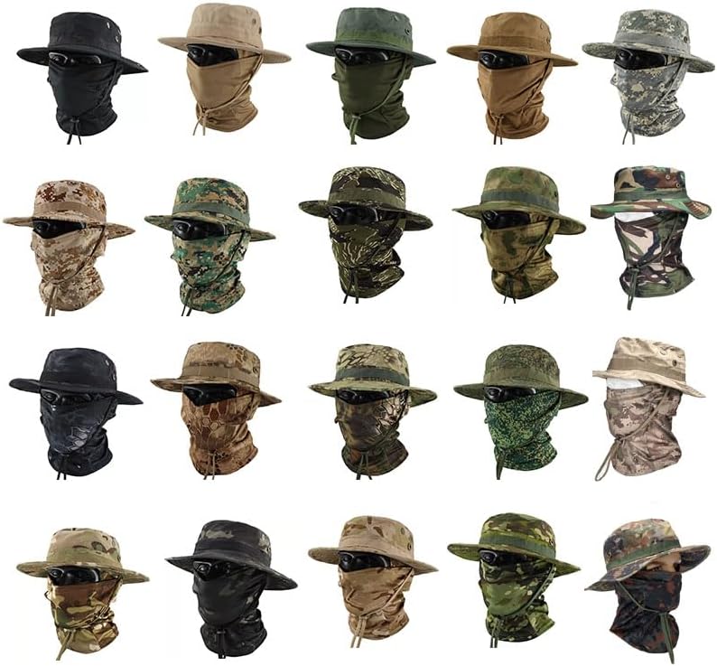Outdoor Sports Shooting Hiking Fishing Tactical Camouflage Fisherman Boonie Hat Hood Set