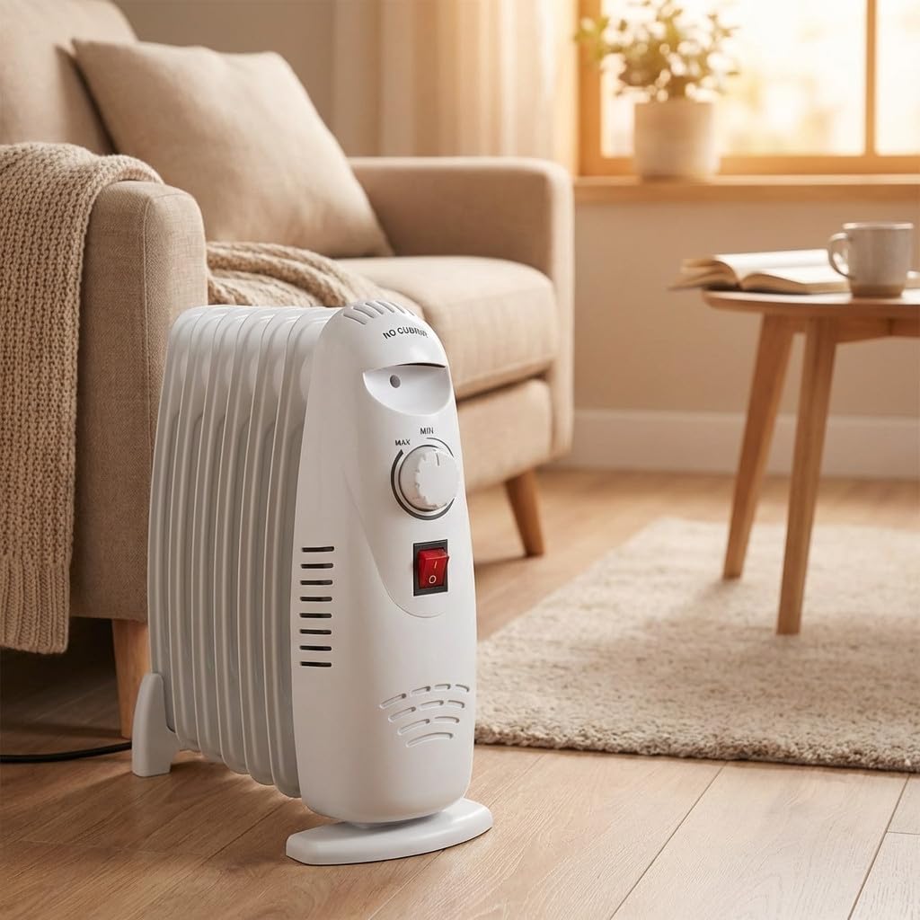 RADIATORE OLIO 7 elementi, 700 W. Consumo minimo, calore massimo in un piccolo spazio. Arresto di sicurezza in caso di surriscaldamento