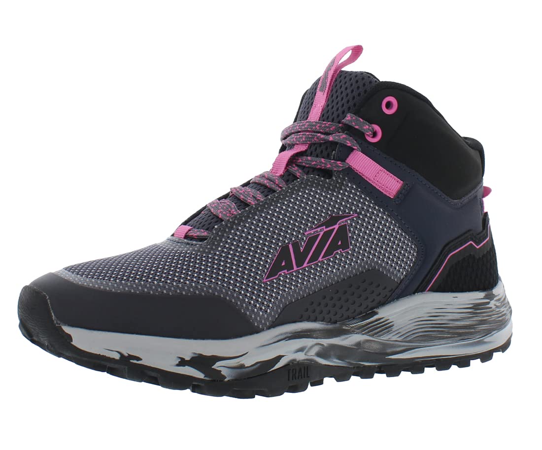 AviaGrit Sport Women s Hiking Boots, Mid Top Ankle Trail Shoes for All Weather, Dark Grey/Dark Pink/Medium Grey, 7 UK
