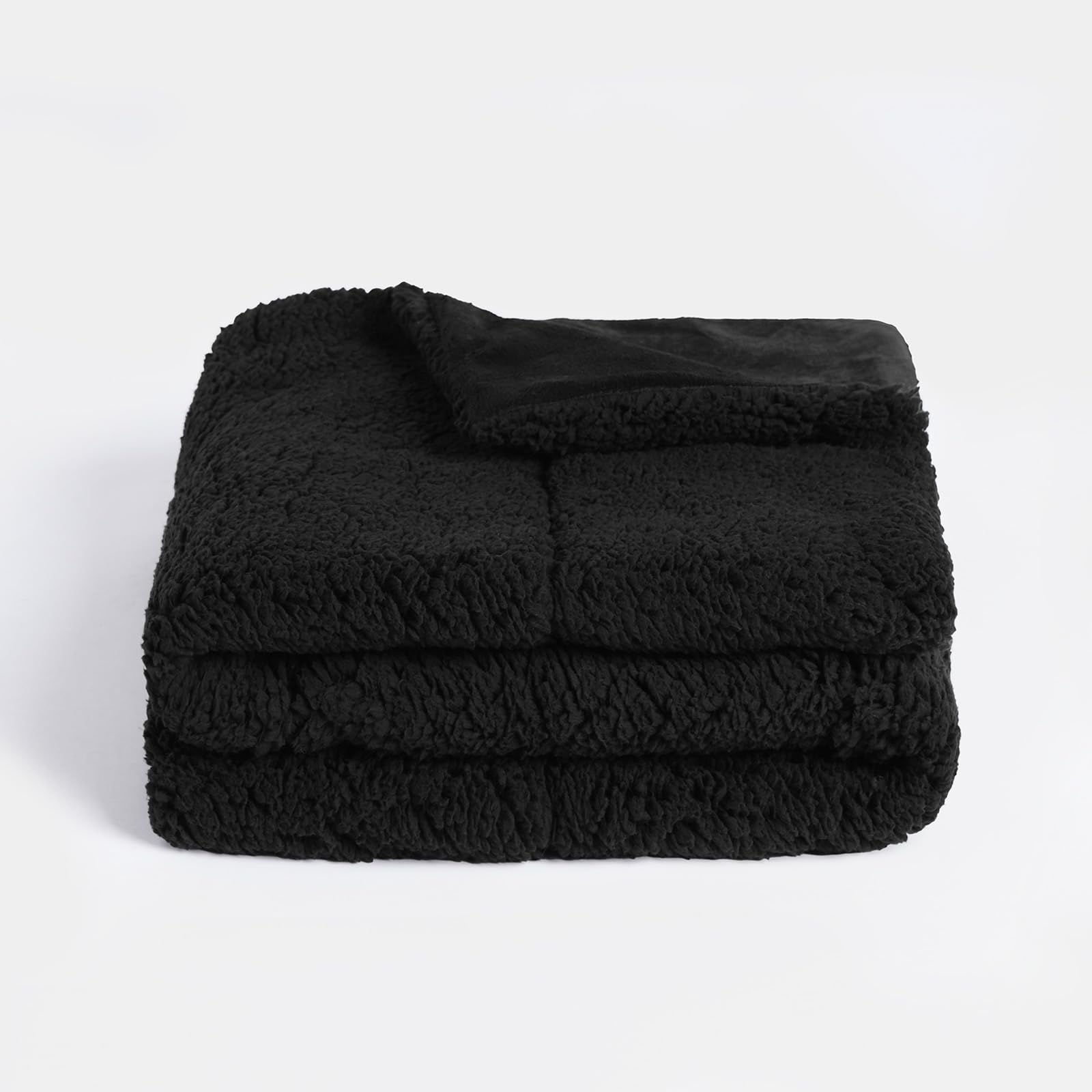 Brentfords Pet Blankets for Dogs Sherpa Fleece Black Dog Blanket Large Washable Soft Fluffy Warm Fleece Mat Throw Over Sofa Cat Dog Fleece Blankets, 75 x 110cm