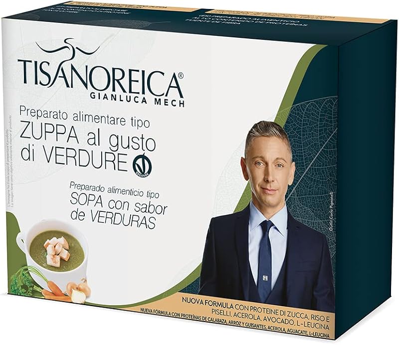 Gianluca Mech | Tisanoreica Zuppa Proteica al Gusto di Verdure, Gluten Free e Vegan, Confezione da 136g