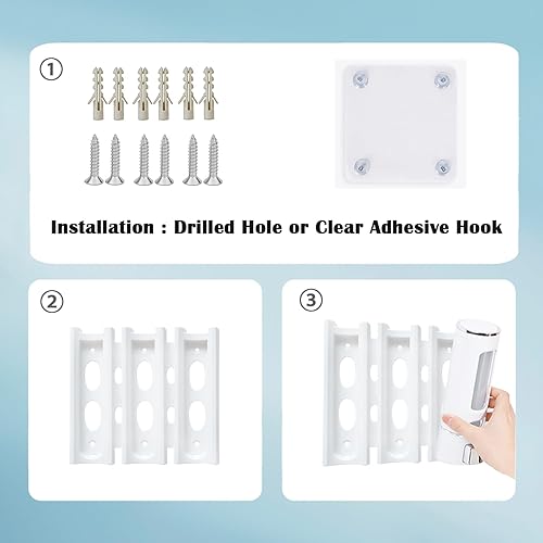 Miniatura 2 de Dispensador de jabón de ducha 3 en 1 para montaje en pared, gel de ducha, champú, dispensador de acondicionador, dispensador sin taladro para baños