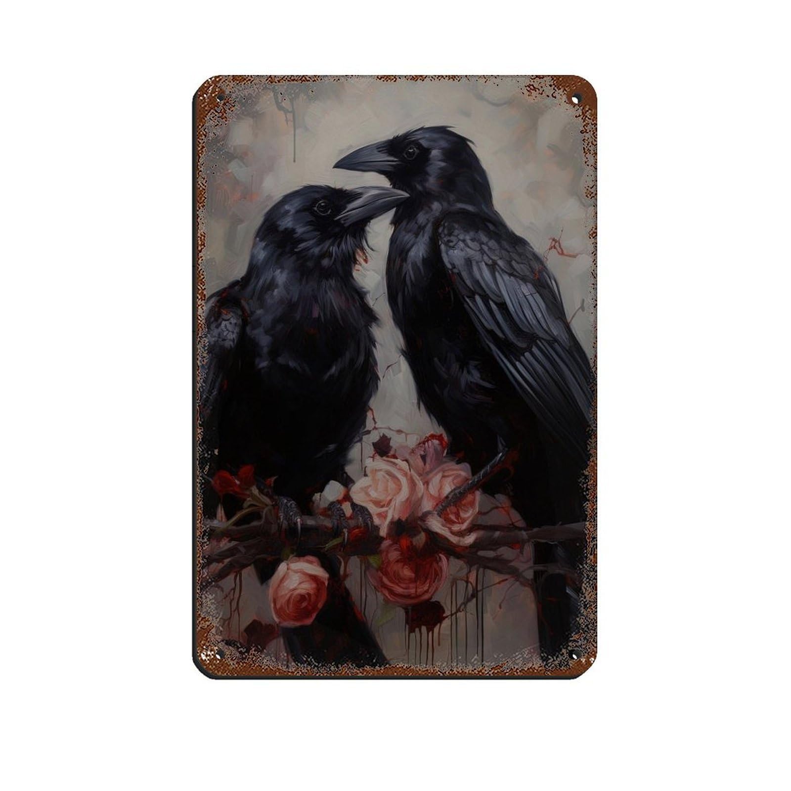 Gothic Romantic Raven Couple, Vintage Poster Tin Sign Vintage Metal Pub Club Cafe Bar Home Wall Art Decoration Poster Retro 8x12inch(20x30cm)