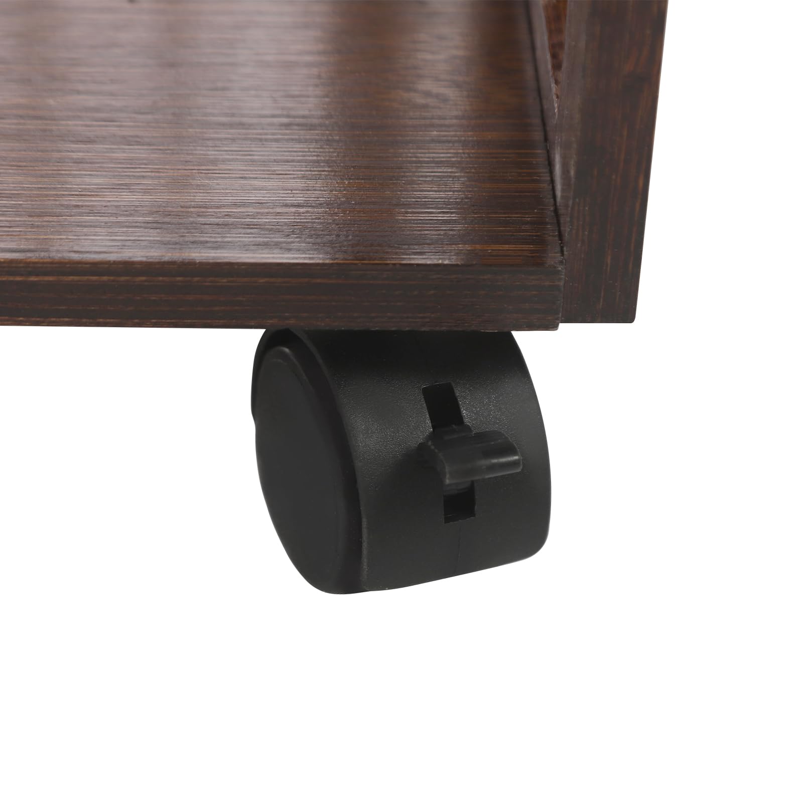 OUKANING Estantería giratoria de 5 niveles con ruedas, estantería de bambú para libros, capacidad de carga de 100 kg, giratoria 360 ° y móvil con frenos, estantería de pie que ahorra espacio para