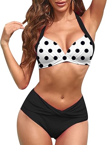 Bikini Triangle Femme 2 PièCes Maillot De Bain Natation Femme 2 Pieces Halter Push Up Bikini Bresilien Trikini Maillot De Bain Piscine Surf Deux