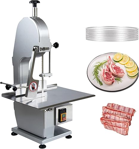 Máquina eléctrica de sierra de hueso de carne de 1500 W, máquina de corte de carne congelada, rango de grosor de 0.79 a 4.33 pulgadas, altura máxima