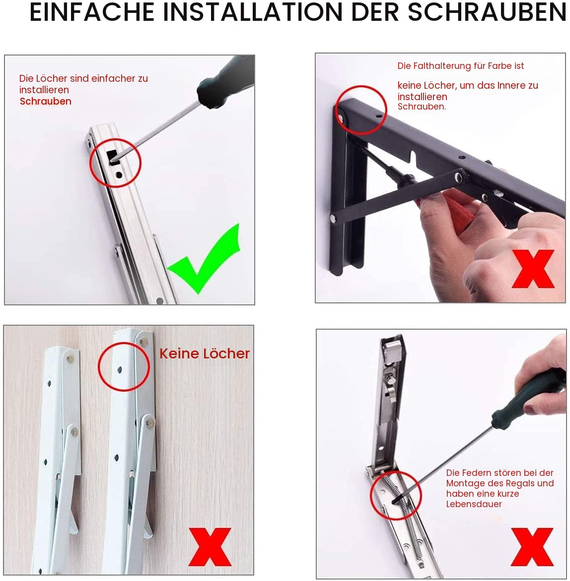 YUMORE Klappkonsole Schwerlast 500mm,Klappregalhalterungen Edelstahl Regalträger Max Load 330 lbs Wandmontierte Schwimmende Tischhalter dreieckige Halterungen für DIY Werkbank Platzsparende, 2er-Pack