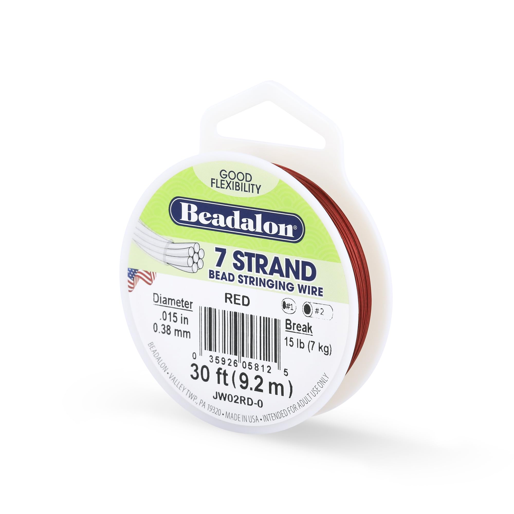 Beadalon Red 0.38 Mm Diameter 9.2 M Reel 7 Strand Wire,