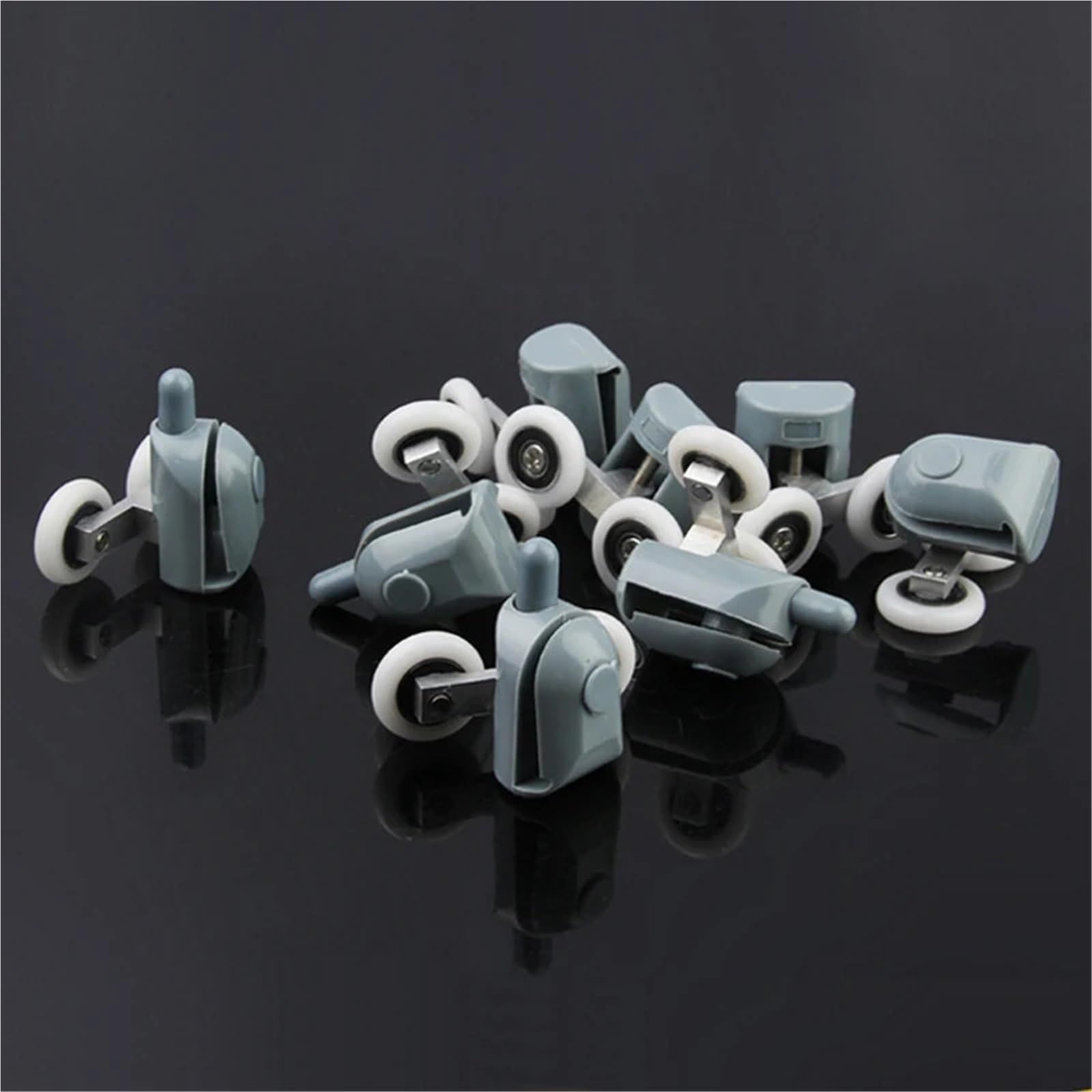 Doppelte Duschtürrolle aus Zinklegierung, Läufer/Riemenscheiben/Rollen/Räder, Lagerdurchmesser 19 mm/20 mm/23,0 mm/25 mm/27 mm Für Schiebetüren(Gray-4Sets,27mm)